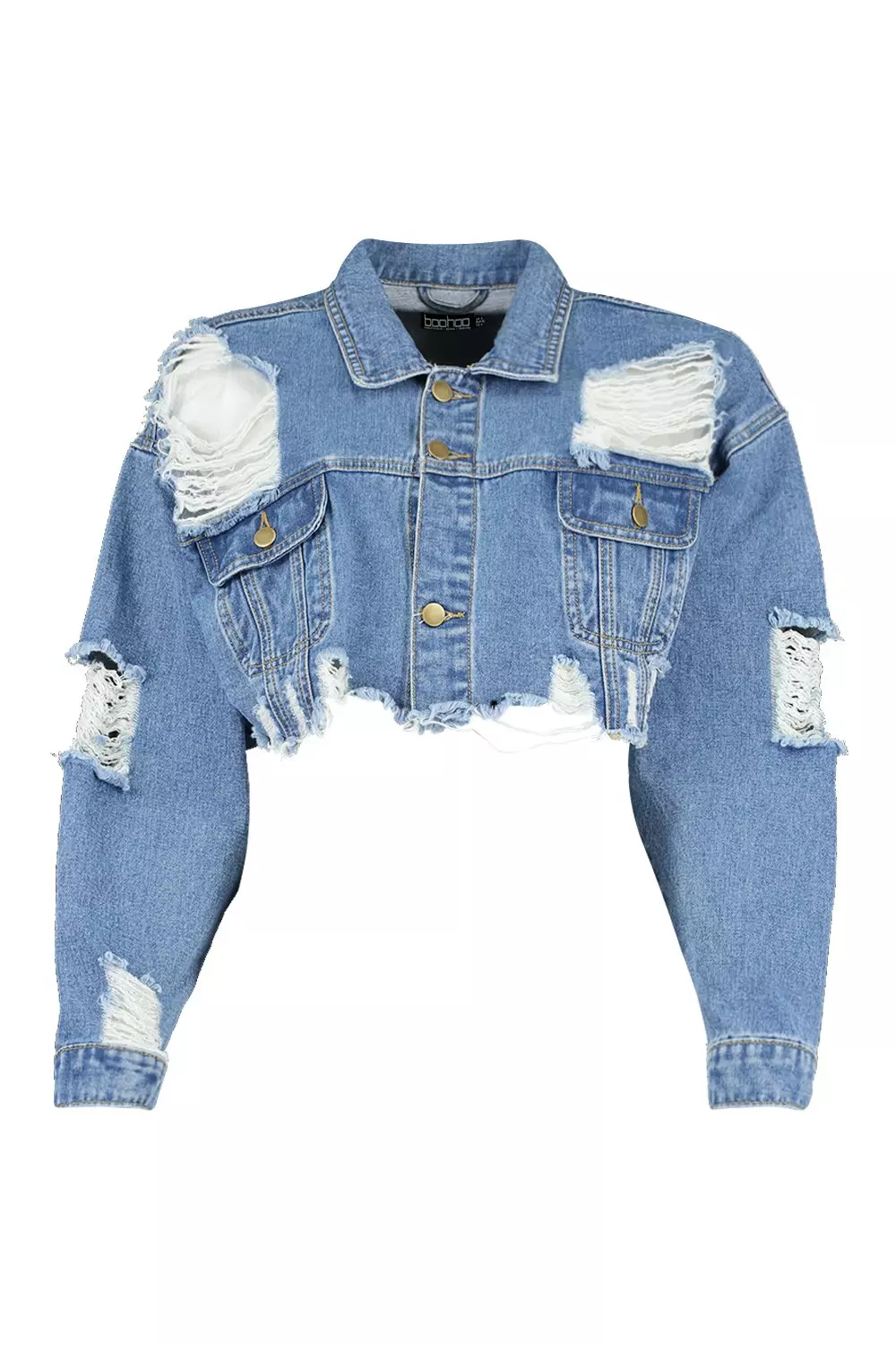 Cropped jean 2025 jacket distressed